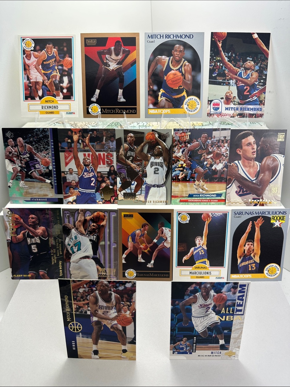 Mitch “Rock” Richmond vintage lot of 16 w/ Hurley/Edney/Marciulionis rookies